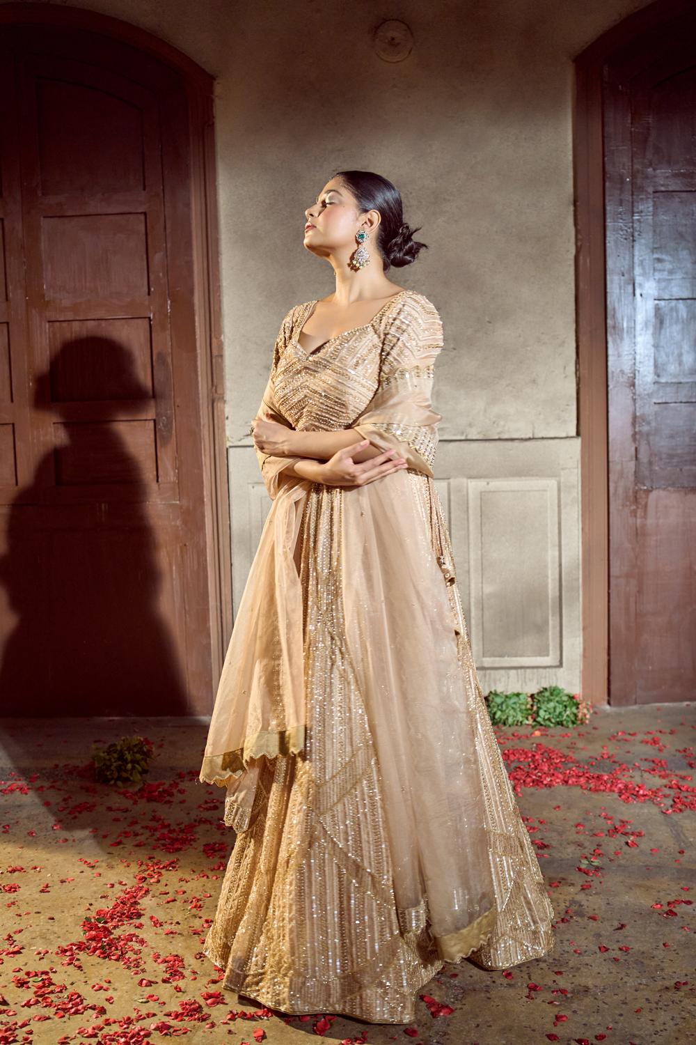 Golden Embroidered Lehenga Set RONAK SHRUTI Golden Embroidered Lehenga Set RONAK SHRUTI